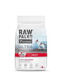 RAW PALEO Ultra Beef Mini Adult 8kg cu vita pentru caini adulti talie mica