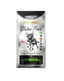 BIOFEED EUPHORIA Gluten Free hrana caini juniori talii mari si medii 2 kg cu miel