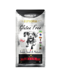 BIOFEED EUPHORIA Gluten Free Sac hrana fara gluten, catel talie mica si medie, cu vita 12 kg