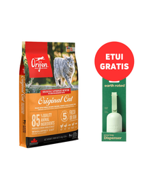 ORIJEN Original Cat 5,4 kg + EARTH RATED Etui cu saci fara parfum 15 buc. GRATIS