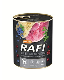 RAFI Mancare umeda caini 800g cu stomac vita si sunca porc