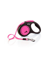 FLEXI New Neon lesa automata pentru caini, roz, marimea S, 5 m