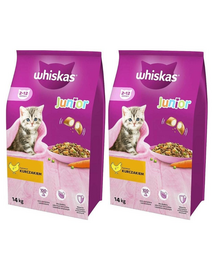 WHISKAS Junior 14kg x 2 hrana uscata cu pui pentru pisici junior