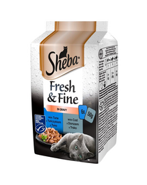 SHEBA Fresh&Fine in sos 6x50g hrana pisica cu ton si cod