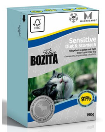 BOZITA Sensitive diet and stomach Hrana umeda pentru pisici cu tract digestiv sensibil, cu pui si elan 190 g