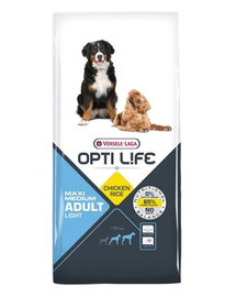 VERSELE-LAGA Opti Life Adult Light Medium&Maxi hrana uscata caini adulti supraponderali/obezi de talie medie/mare 12,5 kg