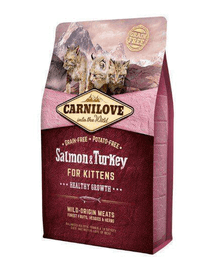 CARNILOVE Kitten hrana uscata pentru pisoi, cu somon si curcan 400 g