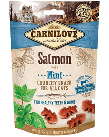 CARNILOVE Crunchy Snacks recompense crocante pentru pisici, cu somon si menta 50 g