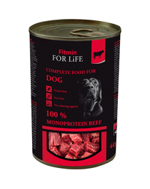 FITMIN For Life Dog Beef Hrana umeda caini adulti, fara cereale cu vita 400 g