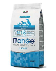 MONGE Light hrană uscată pentru câini, cu somon și orez 2,5 kg