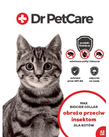 Dr PetCare MAX Biocide Collar Zgarda anti-purici si insecte, pentru pisici 42 cm 2 buc.