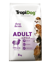 TROPIDOG Premium Adult S miel si orez 8 kg hrana uscata pentru caini de rasa mica