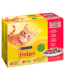 FRISKIES Hrana umeda mix de carne pentru pisici adulte Mulipack 12x85g