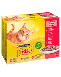 FRISKIES hrana umeda cu mix de carne pentru pisici adulte, Multipack 72x85g