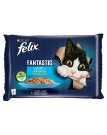 FELIX FANTASTIC Hrana umeda cu peste in jeleu pentru pisici adulte 4x85g