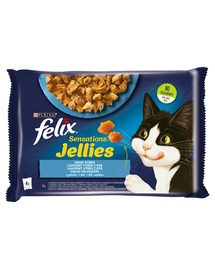FELIX Sensations Jellies Hrana umeda cu diverse tipuri de carne pentru pisci adulte/sterlizate 85g