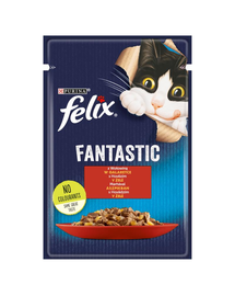 FELIX FANTASTIC Hrana umeda cu carne de vita pentru pisici adulte 26x85g