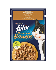FELIX Sensations Hrana umeda cu curcan si aroma de slanina pentru pisici adulte sterlizate 26x85g