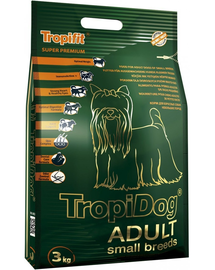 TROPIDOG Super Premium Adult S miel, somon si orez 3 kg hrana uscata pentru caini de rasa mica