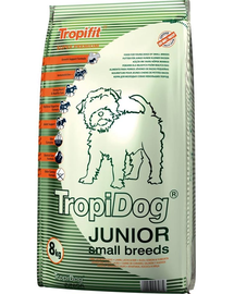 TROPIDOG Super Premium Junior S somon si oua 8 kg hrana uscata pentru pui de rasa mica miel, somon si oua