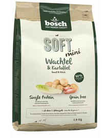 BOSCH Soft Mini - Hrană uscată pentru câini de rase mici cu prepeliță și cartofi 2,5 kg