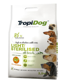 TROPIDOG Premium Light-Sterilized Light 2,5 kg hrana uscata pentru câinii supraponderali