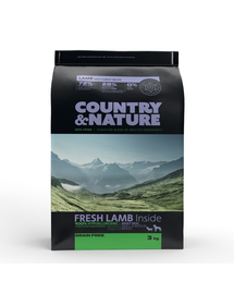 Country&Nature Lamb&Turkey Hrana uscata caini adulti talie mica/mijlocie, miel si curcan 3 kg