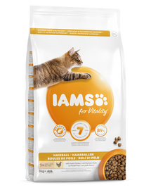 IAMS For Vitality Hairball pentru pisici adulte, cu pui 3 kg