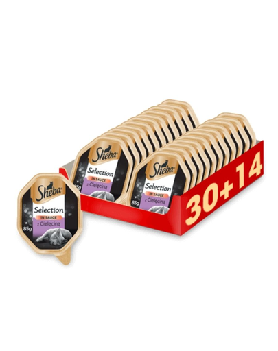 Sheba Selection In Sauce Hrana Umeda In Sos Pentru Pisici Adulte Bogat In Vitel 44 X 85G (30 + 14 Gratis)