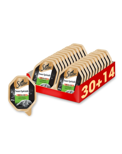 Sheba Sauce Speciale Hrana Umeda Pentru Pisici Adulte Set Cu Iepure Si Legume 44 X 85G (30 + 14 Gratis)