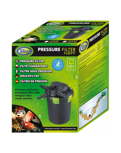 AQUA NOVA filtru de presiune, sistem BACKFLUSH de auto-curățare, UV 9W, putere 6000L