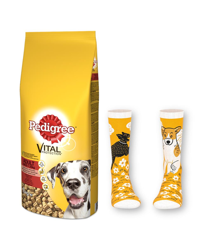 PEDIGREE Vital Protection Adult Large hrana uscata caini adulti de talie mare, cu vita 15 kg + sosete GRATIS