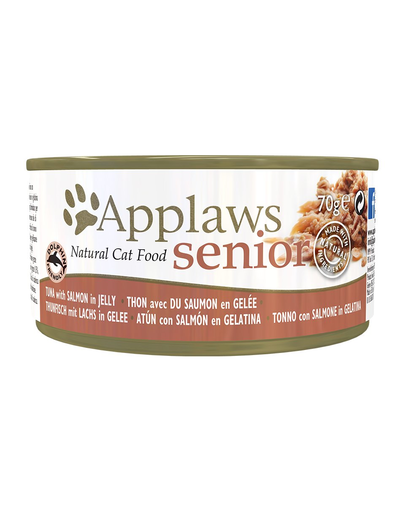 APPLAWS Cat Tin Senior hrana umeda pentru pisici senior, cu ton si somon in jeleu 12x(6x70g)