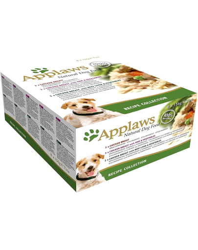 APPLAWS Hrana pentru caini, mix de arome, Multipack 4 x 8x156g