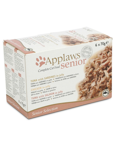 APPLAWS Cat Tin Multipack Senior Selection Hrana umeda pentru pisici senior, mix de peste si pasare 24x70g