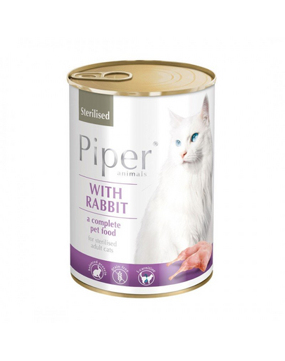 DOLINA NOTECI PIPER Animals Hrana umeda pentru pisici sterilizate, cu iepure, 400 g