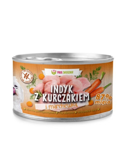 Paka zwierzaka hrana umeda pentru cainii junior, cu pui,curcan si morcovi 410 g