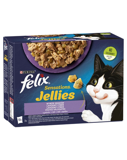 FELIX Sensations Jellies Hrana umeda cu diverse tipuri de carne pentru pisici adulte/sterilizate 12x85g