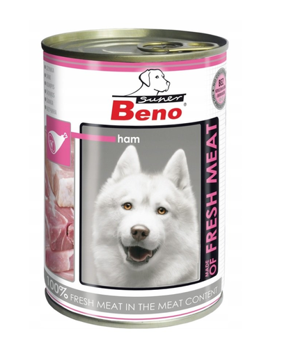 BENEK Super BENO Hrana umeda pentru caini adulti, cu sunca 400 g