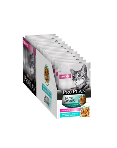 PURINA PRO PLAN Delicate hrana umeda pisici adulte cu sistem digestiv sensibil, cu peste 26 x 85 g fera.ro imagine 2022