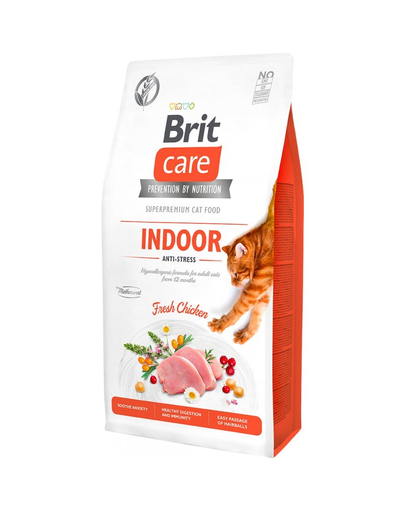 BRIT Care Cat Grain-Free Indoor Anti-Stress Hrana Uscata Pisici, Hipoalergenica, Fara Cereale, Cu Pui 400 G
