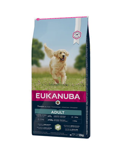 EUKANUBA Adult Large Breeds Lamb & Rice Hrana Uscata Caini Adulti Talie Mare, Miel Si Orez 12 Kg