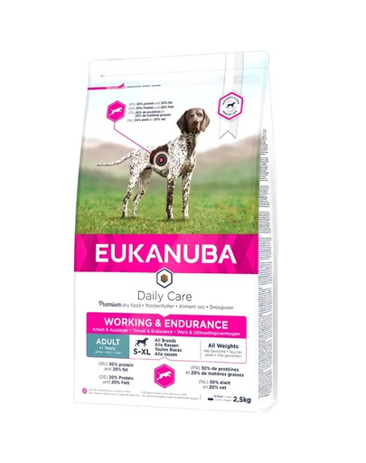 EUKANUBA Daily Care Working&Endurance hrana uscata caini adulti cu nivel de energie crescut 2,5 kg 25
