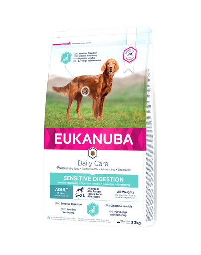 EUKANUBA Daily Care Adult Sensitive Digestion All Breeds hrana uscata caini adulti toate rasele, tract digestiv sensibil 2.3 kg Eukanuba imagine 2022