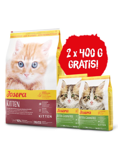 JOSERA Kitten hrana uscata pentru pisoi, femele gestante sau care alapteaza 10 kg + 2x Kitten Grainfree 400g GRATIS