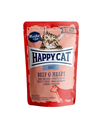 HAPPY CAT All Meat Hrana umeda pentru pisici adulte, cu vita si inimi, 85 g fera.ro imagine 2022