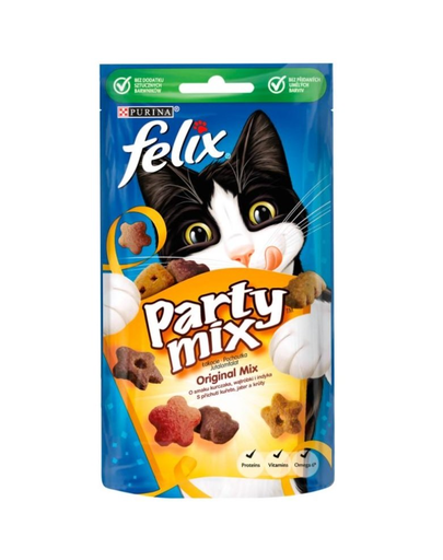 FELIX Party original mix Recompense pentru pisici, mix de arome 8 x 60 g