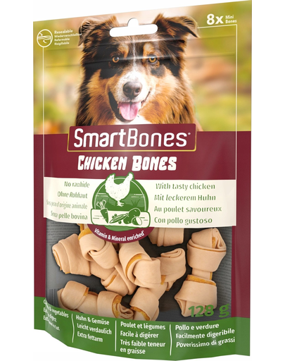 SmartBones Recompense pentru caini, cu pui si legume, mini, 8 buc.