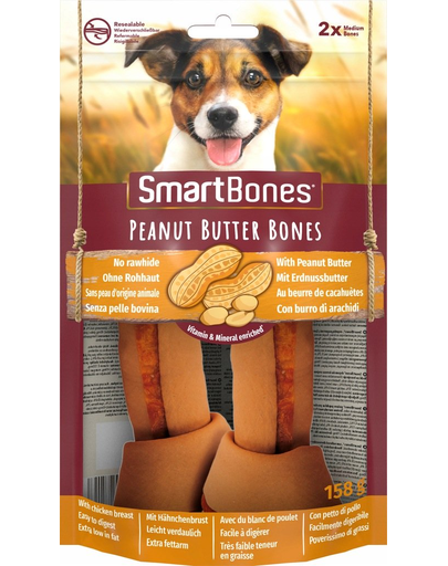 SmartBones Recompense pentru caini, cu unt de arahide si pui, mediu, 2 buc. Arahide imagine 2022