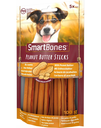 SmartBones Batoane cu unt de arahide pentru caini, 5 buc.